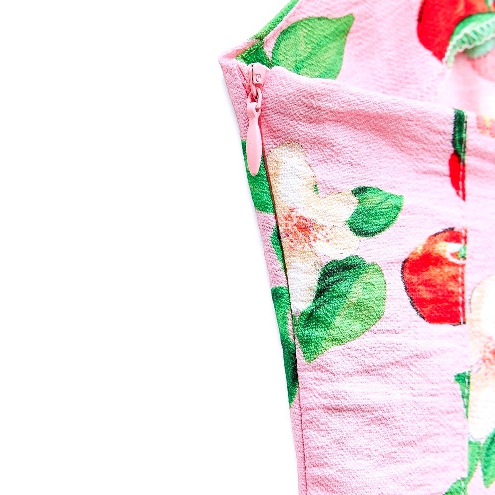 ZARA Cherry Print Tie Shoulder Mini Dress Womens Medium Pink Coquette Dainty Y2K - Picture 5 of 15